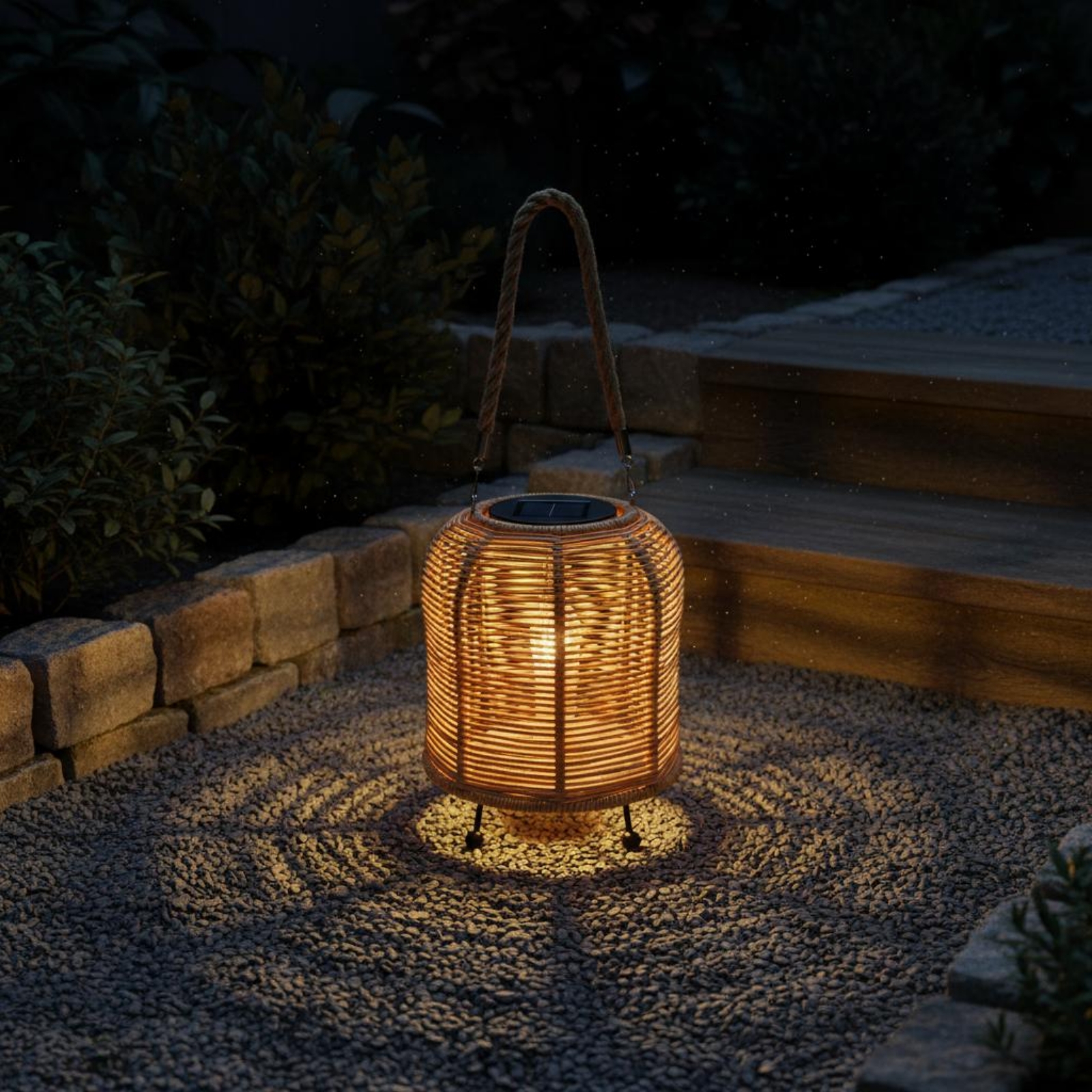Home Decor Garden - Handwoven Solar Lantern Braided Rope Handle