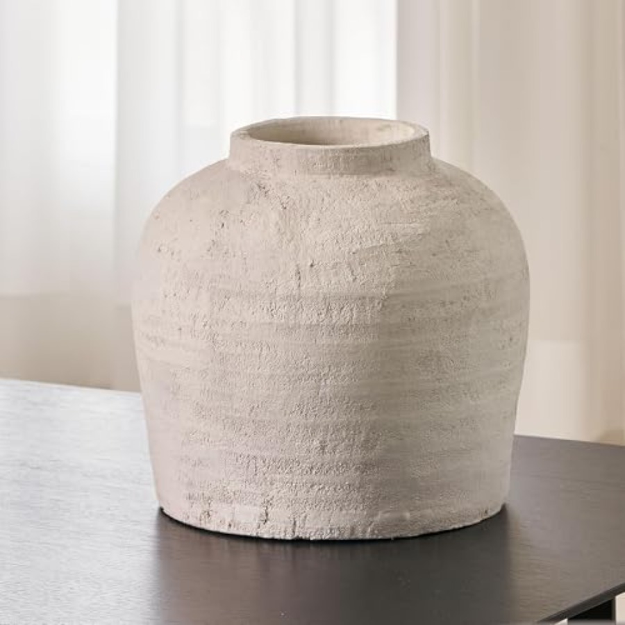 Home Decor Zen Style - White ceramic large vase 11 tall