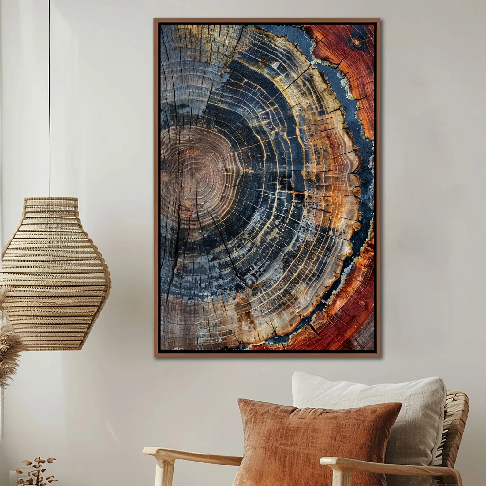 Abstract Oil Painting - Tree Ring Framed Wall Art, Abstract