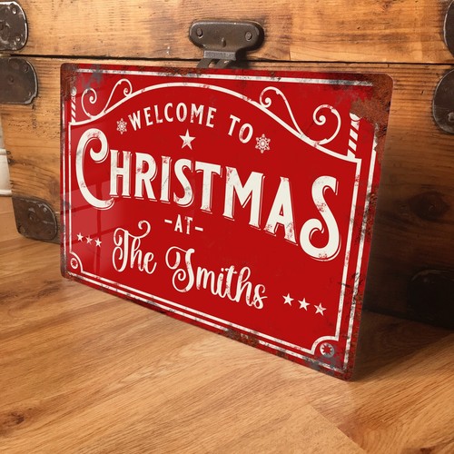 Home Decor Xmas - Personalised Christmas Metal Sign Plaque Vintage