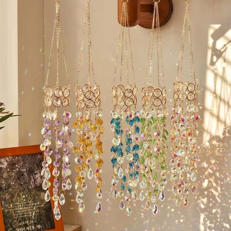 Boho Wind Chimes - 1pc Sunshine Catcher, sparkling crystal glass,