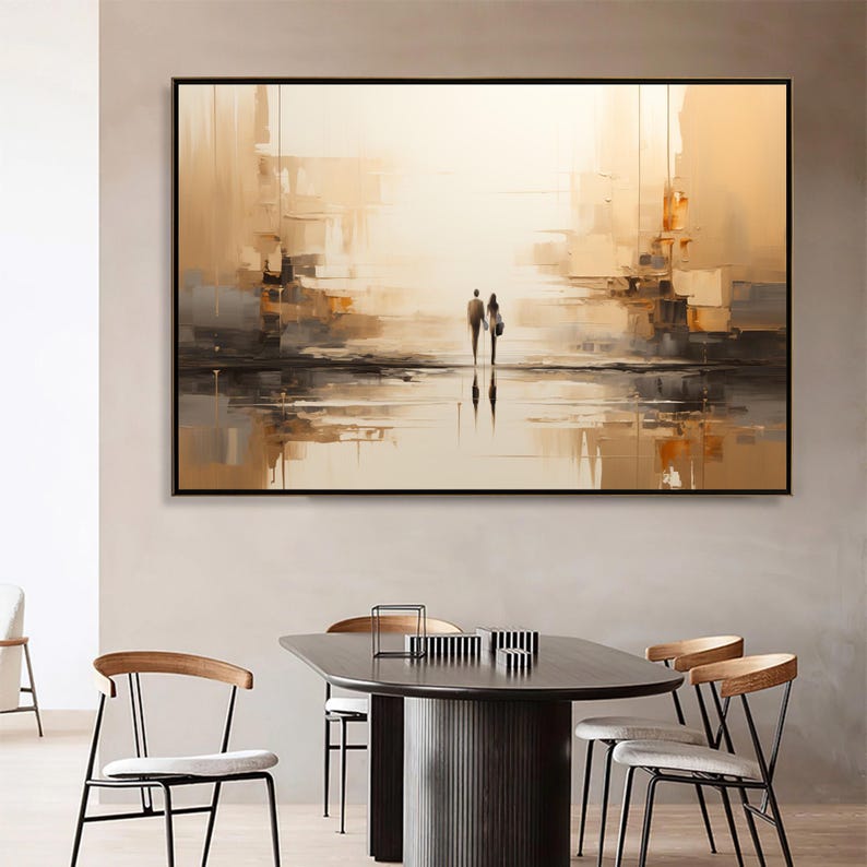 Abstract Oil Painting - 100% Handmade Modern Abstract Couple Oil