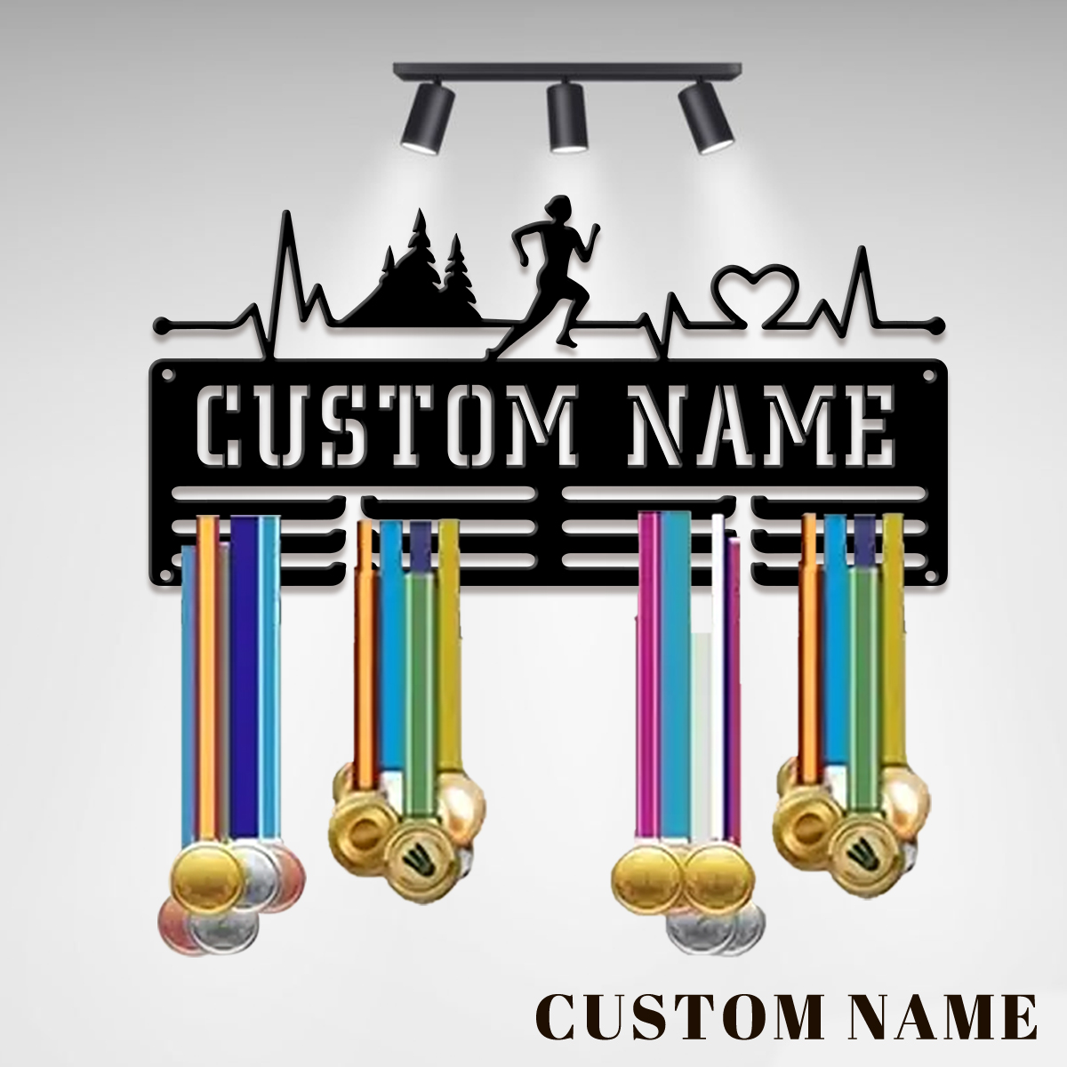 Home Christmas Decor - custom Marathon Sports Metal medal display