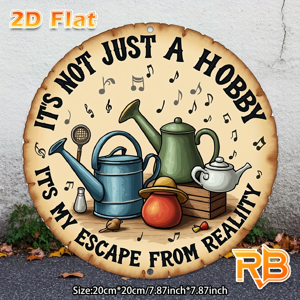 Home Decor Garden Ideas - 2D Flat,a Vintage-Style Metal Sign Round