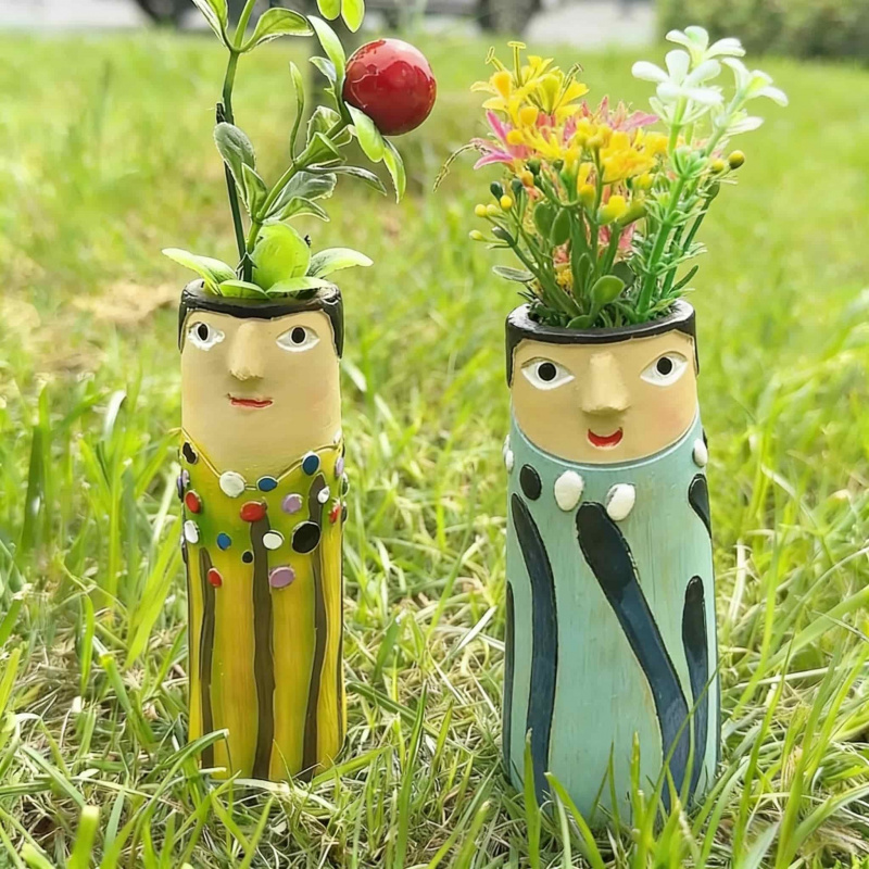 Home Decor Vase With Flowers - Handmade resin vase bohemian style creative