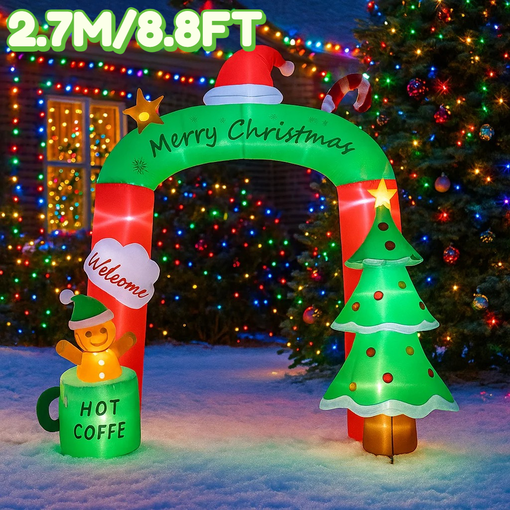 Home Decor Xmas - 2.7M/8.8FT Inflatable Christmas Archway Tree Coffee