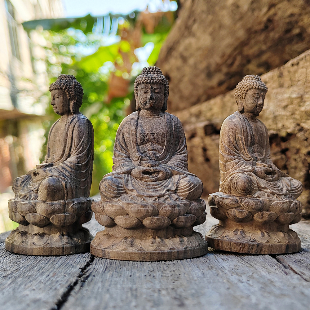 Home Decor Zen Style - 1 Pc 3.1 Inch Wooden Carved