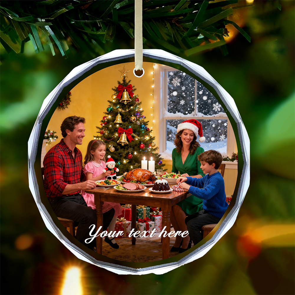 Home Decor Xmas - Personalized Christmas Ornament ,Custom Photo Crystal