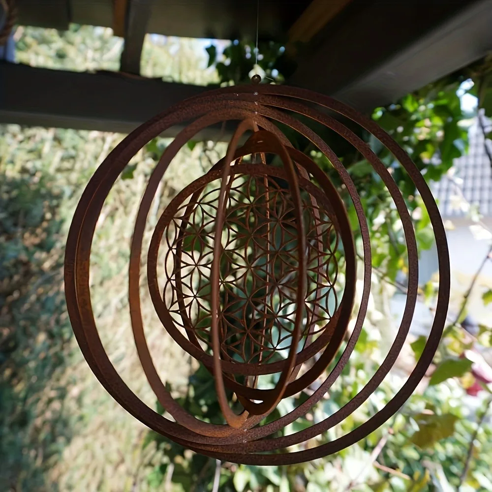Boho Wind Chimes - Large Size Rustic Style Metal Spiral