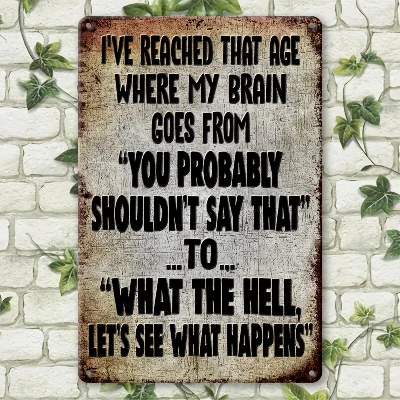 Home Decor Garden Ideas - Vintage-Inspired Humorous Metal Sign (20.32cm x