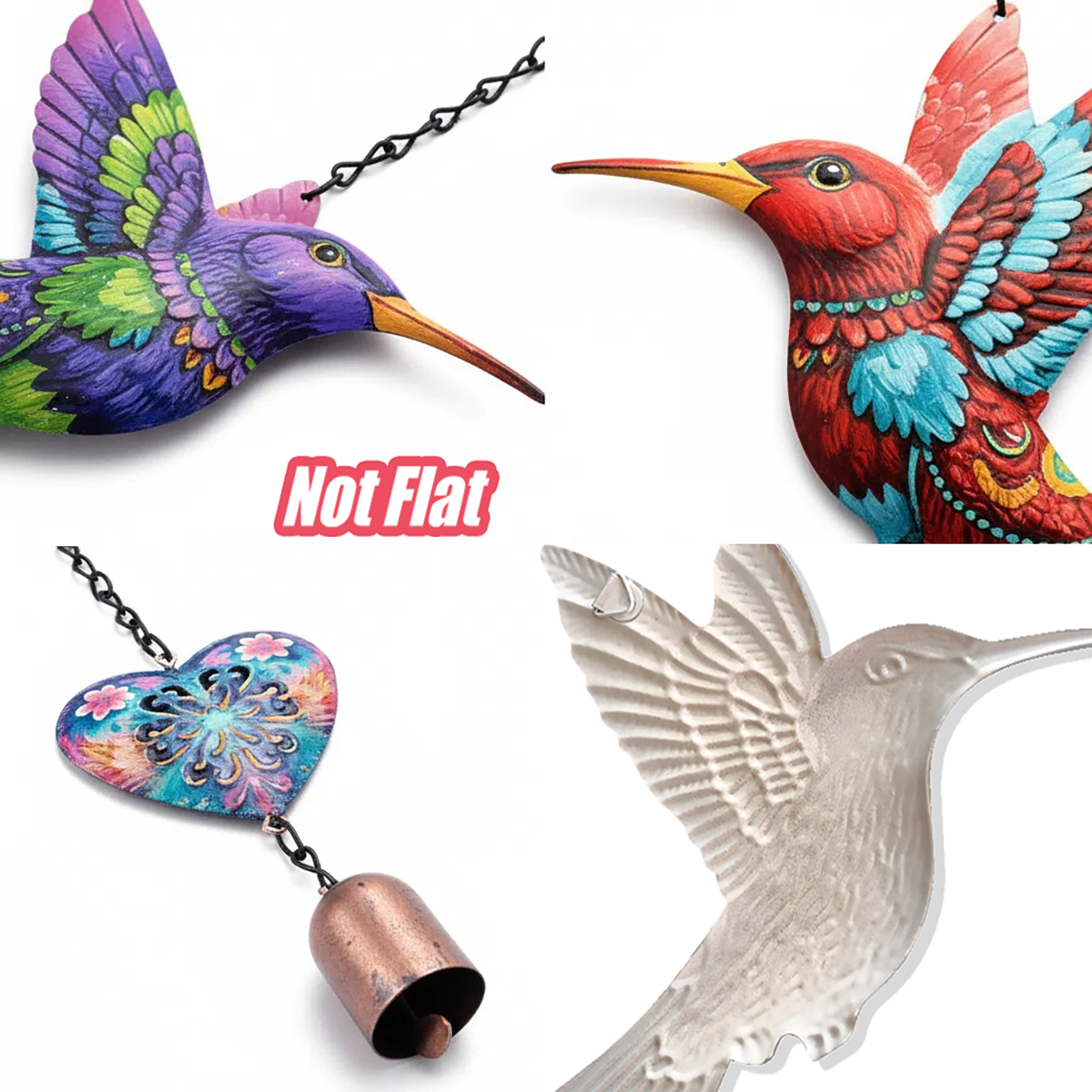 20 Inch Outdoor Metal Hummingb - Boho Wind Chimes 评论和价格