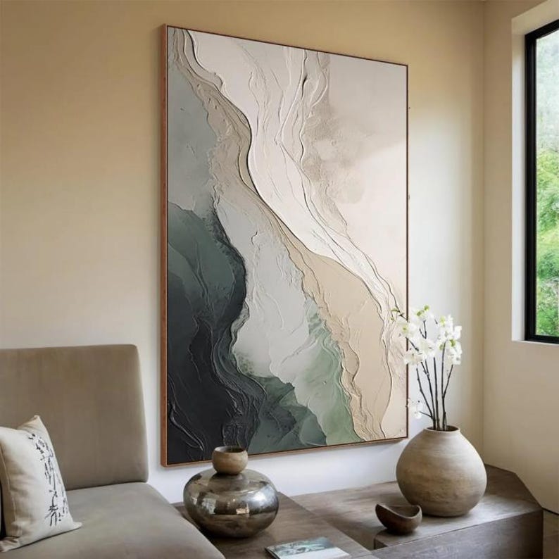 Hand-Painted Green Abstract Te - Abstract Oil Painting 评论和价格