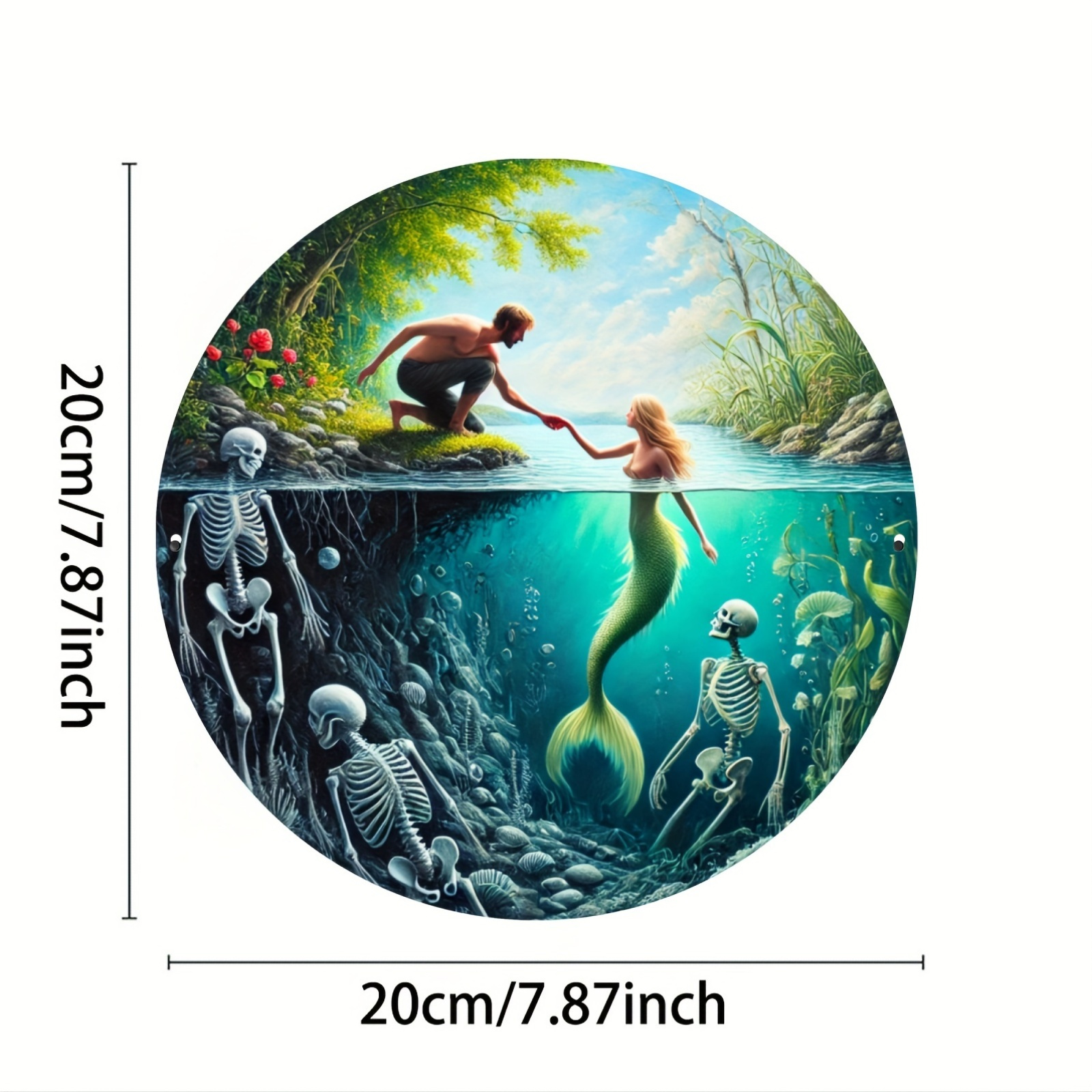 1pc Mermaid Metal Round Alumin - Home Decor Garden Ideas 评论和价格