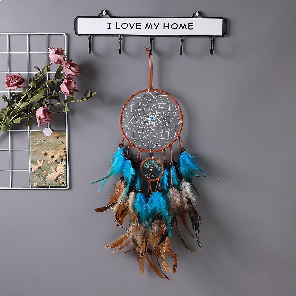Handmade Feather Dream Catcher - Boho Wind Chimes 评论和价格