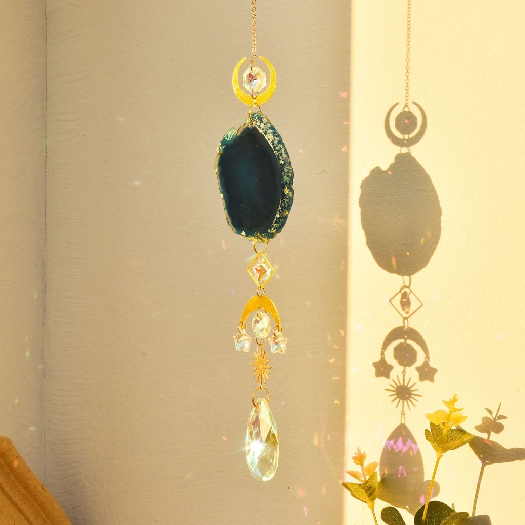 Agate Suncatcher Crystal Sun C - Boho Wind Chimes 评论和价格