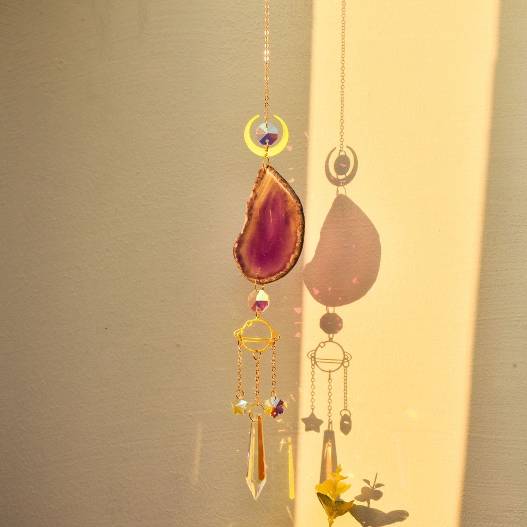 Agate Suncatcher Crystal Sun C - Boho Wind Chimes 评论和价格