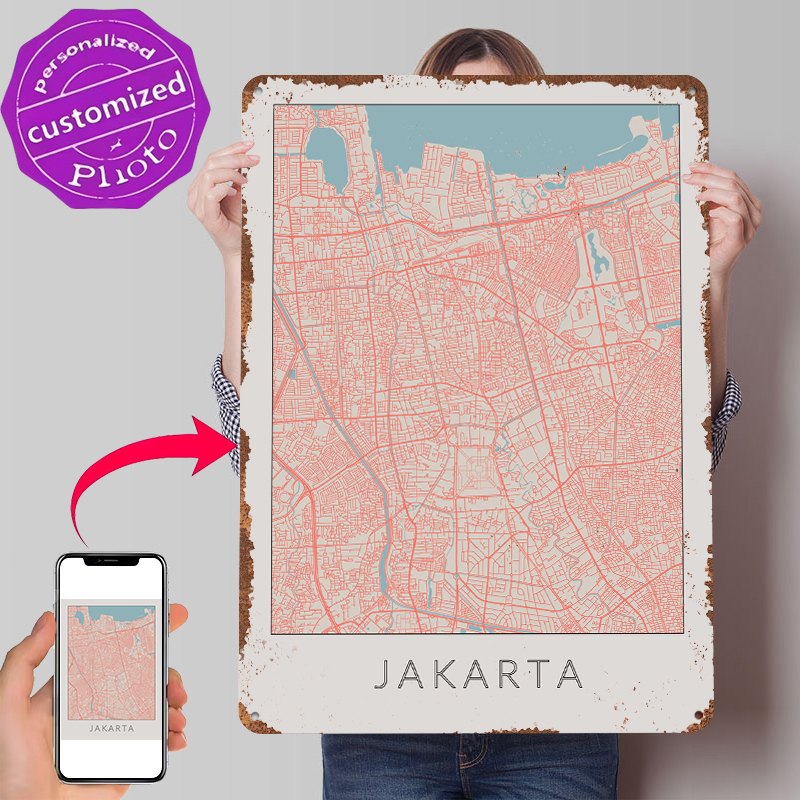 Jakarta Vintage Map Metal Post - Home Decor Jakarta 评论和价格