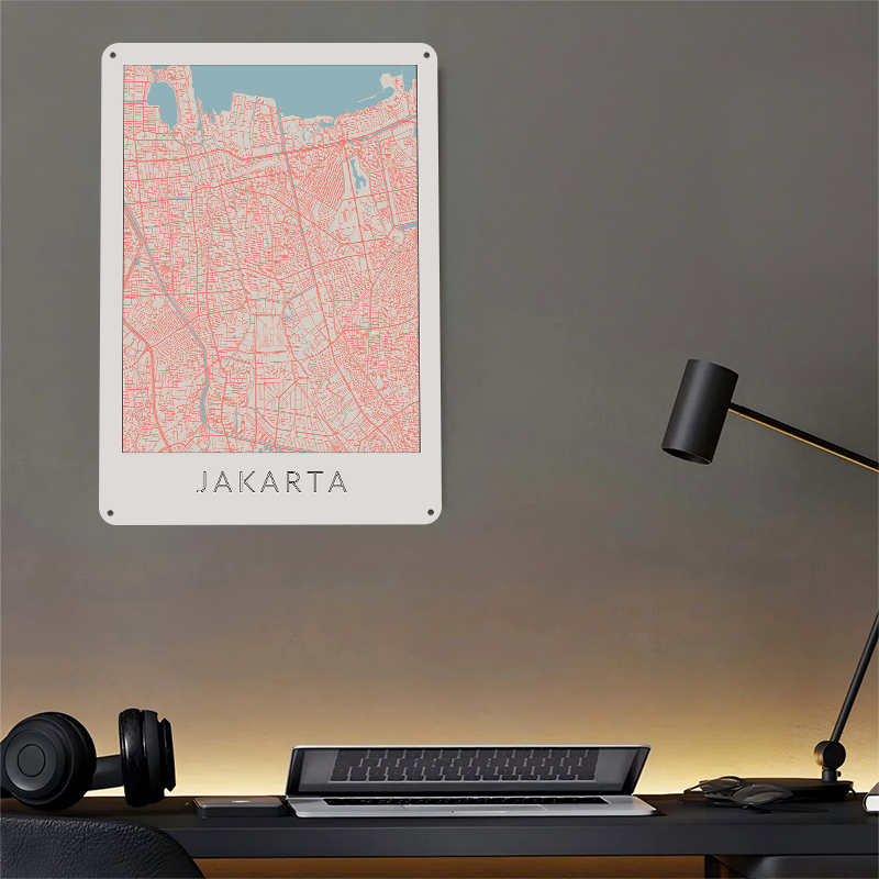 Jakarta Vintage Map Metal Post - Home Decor Jakarta 评论和价格