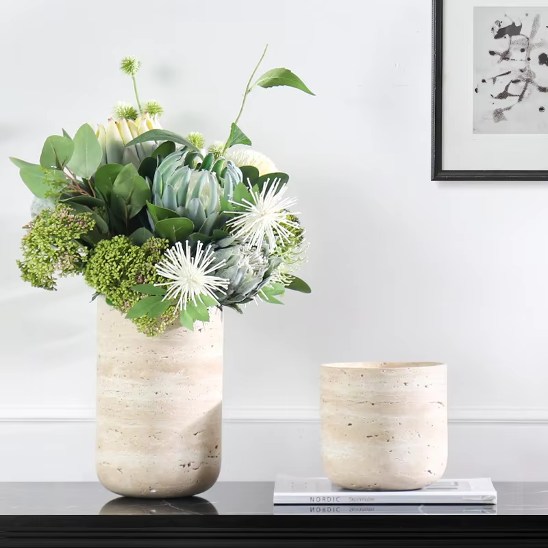 Customized Natural Marble Vase - Home Decor Vase With Flowers 评论和价格