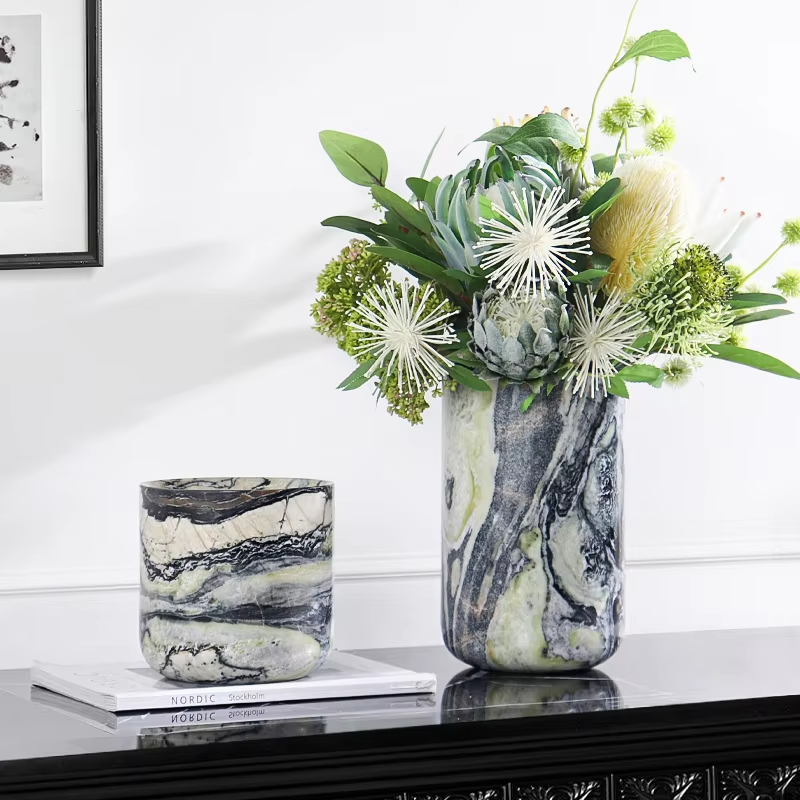 Customized Natural Marble Vase - Home Decor Vase With Flowers 评论和价格