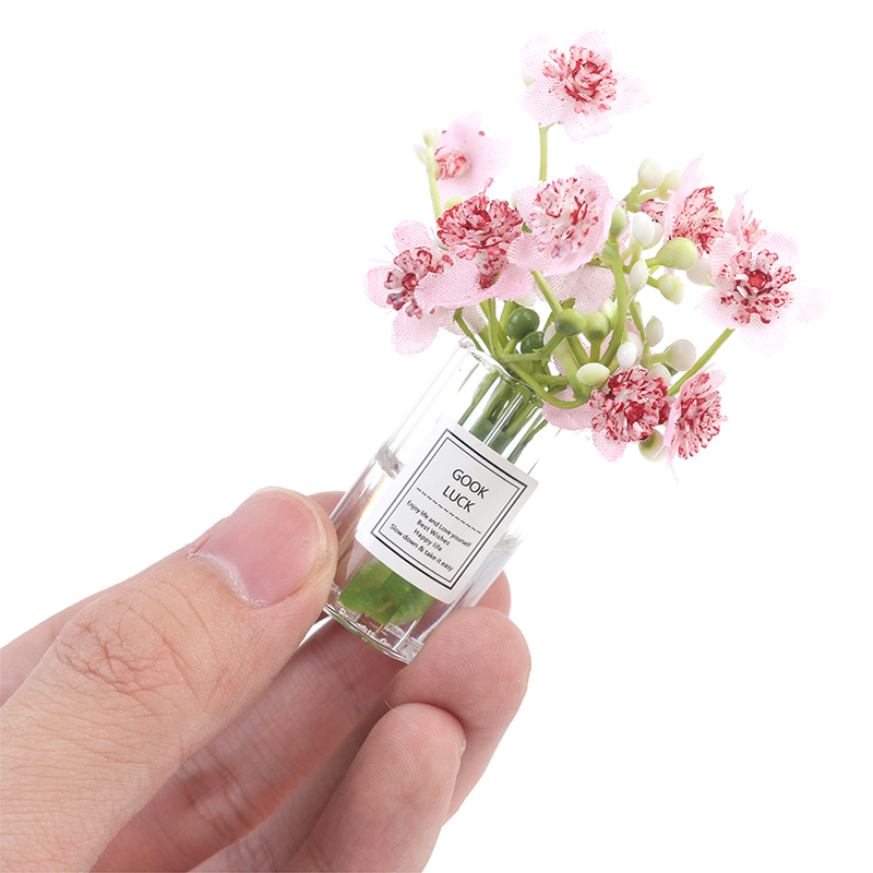 1:12 Dollhouse Miniature Jasmi - Home Decor Vase With Flowers 评论和价格