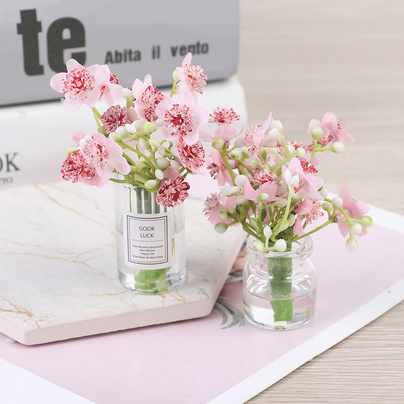 1:12 Dollhouse Miniature Jasmi - Home Decor Vase With Flowers 评论和价格