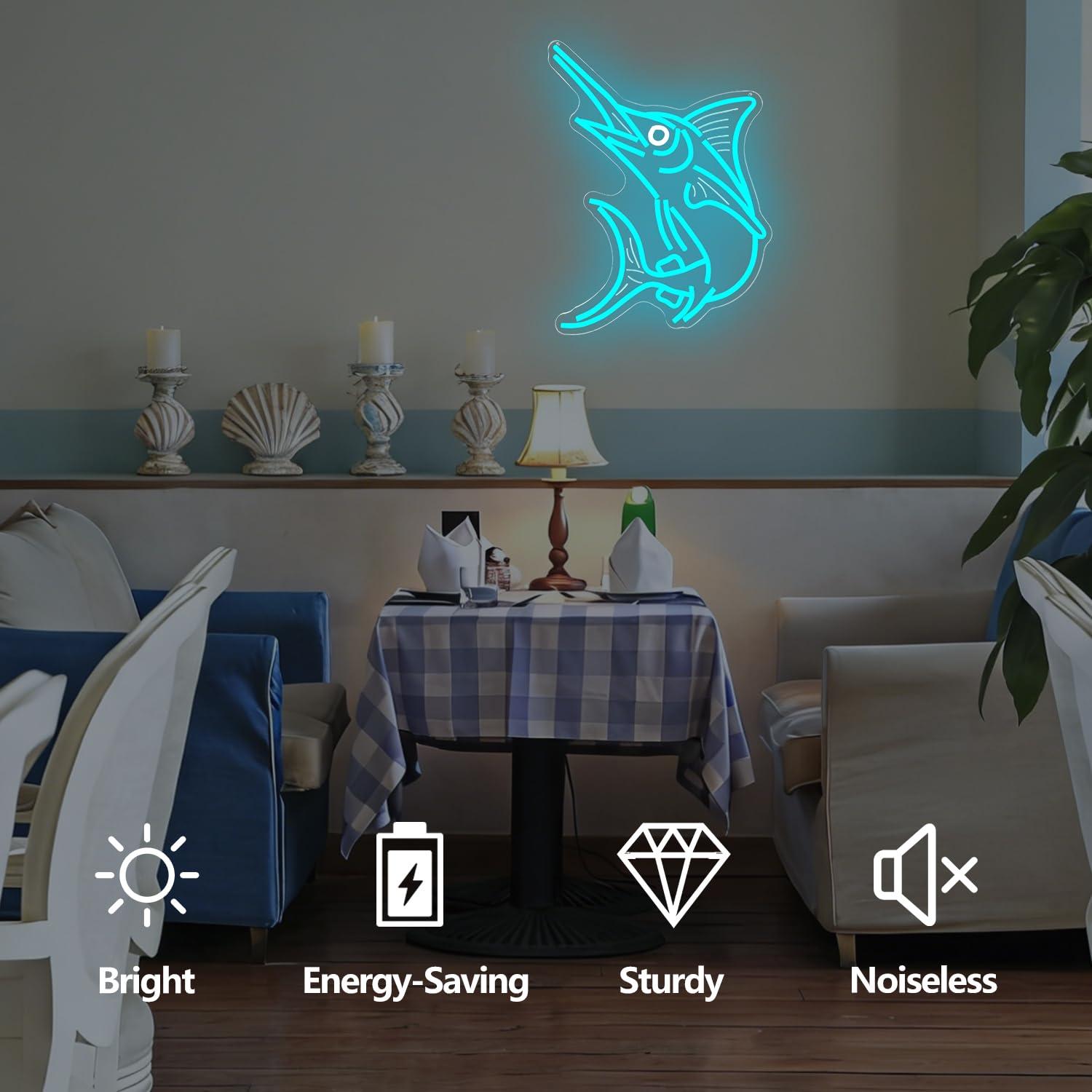 Marlin Fish Neon Sign Deep Sea - Home Decor Light 评论和价格
