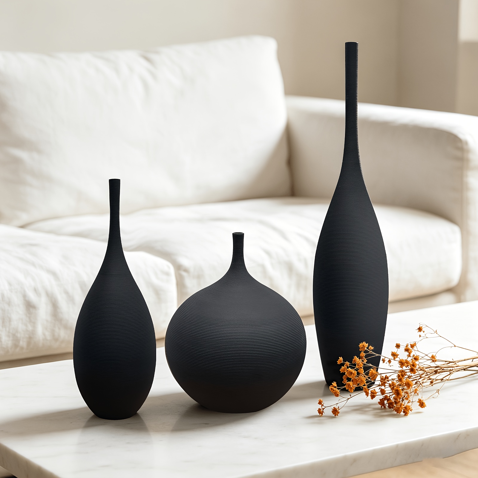 [Modern Boho Vases] Black Cera - Home Decor Vase With Flowers 评论和价格