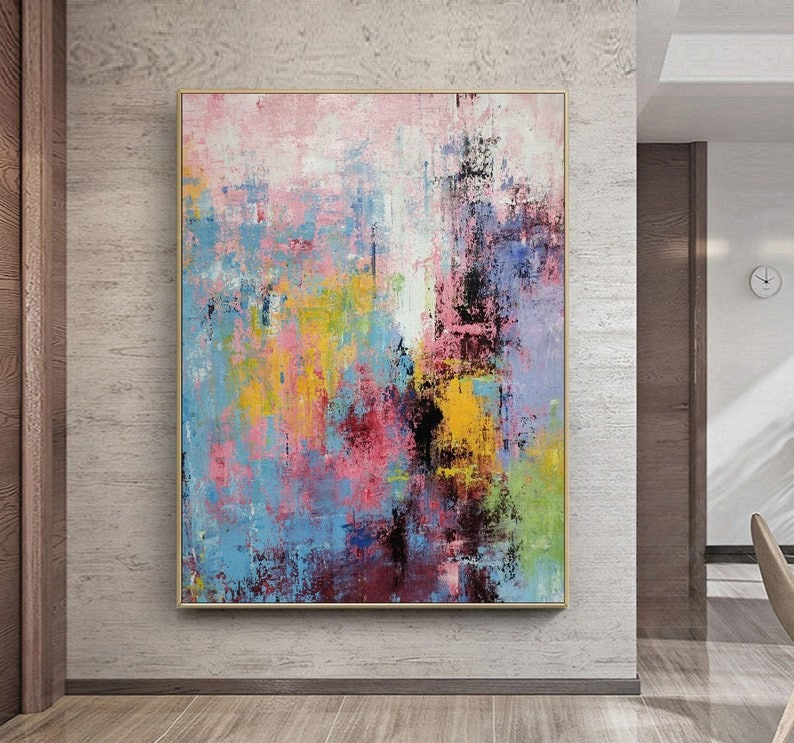 Hand-Painted Multicolour Large - Abstract Oil Painting 评论和价格