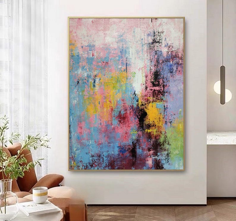 Hand-Painted Multicolour Large - Abstract Oil Painting 评论和价格