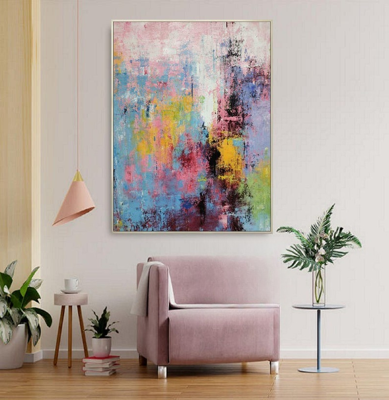 Hand-Painted Multicolour Large - Abstract Oil Painting 评论和价格