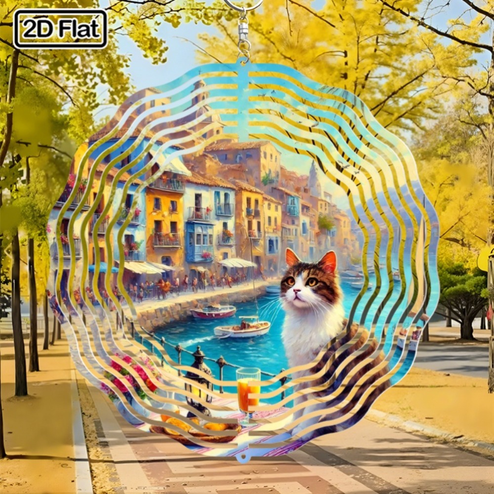 Boho 2D Water Cat Rotating Win - Boho Wind Chimes 评论和价格