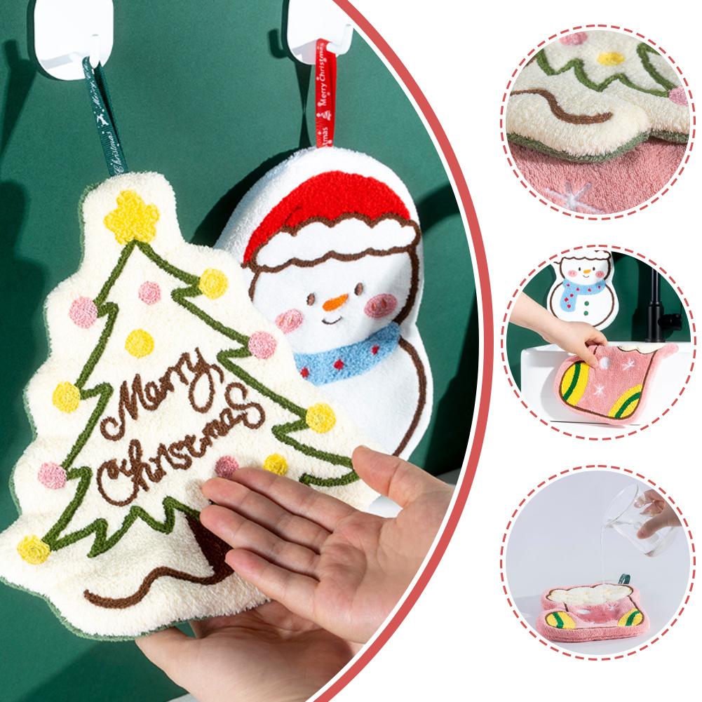 Christmas Cartoon Hand Towel C - Home Decor Xmas 评论和价格