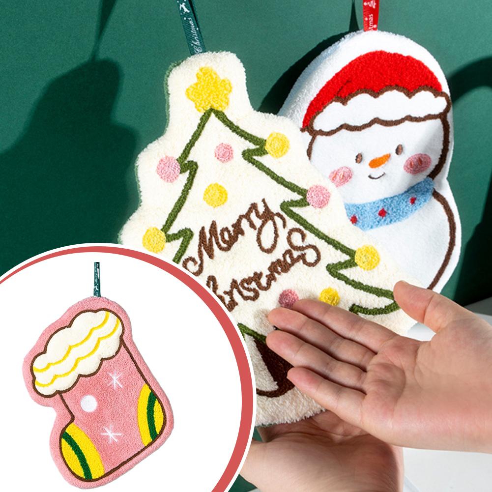 Christmas Cartoon Hand Towel C - Home Decor Xmas 评论和价格