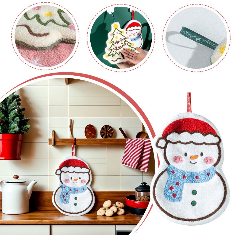 Christmas Cartoon Hand Towel C - Home Decor Xmas 评论和价格