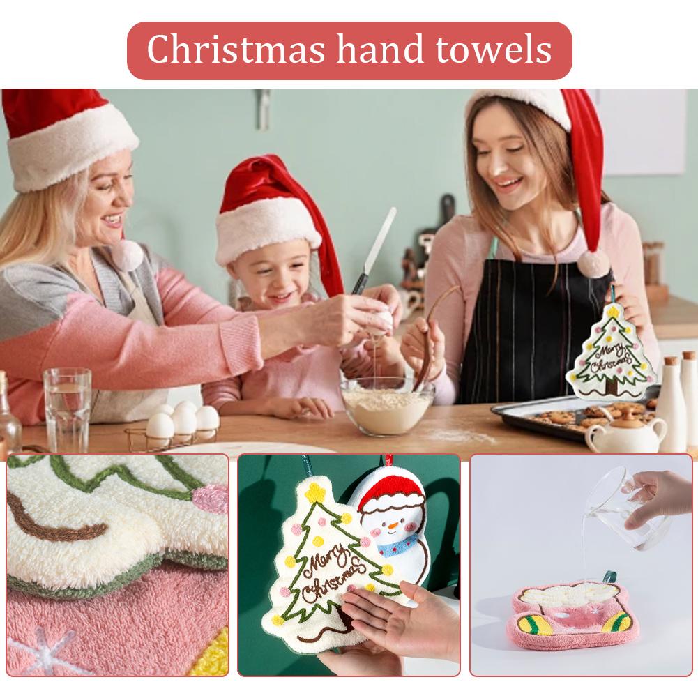 Christmas Cartoon Hand Towel C - Home Decor Xmas 评论和价格