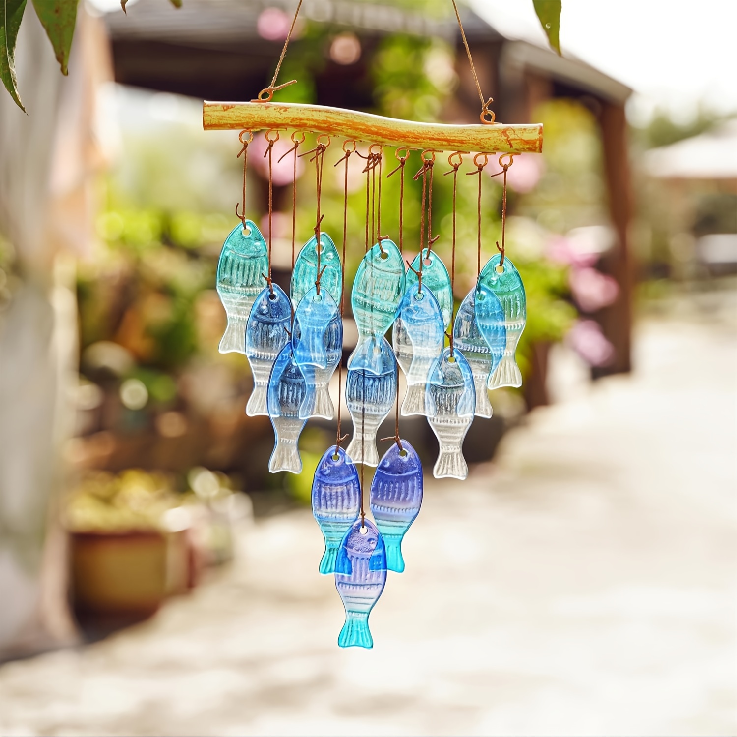Blue glass sea wind chimes, ou - Boho Wind Chimes 评论和价格
