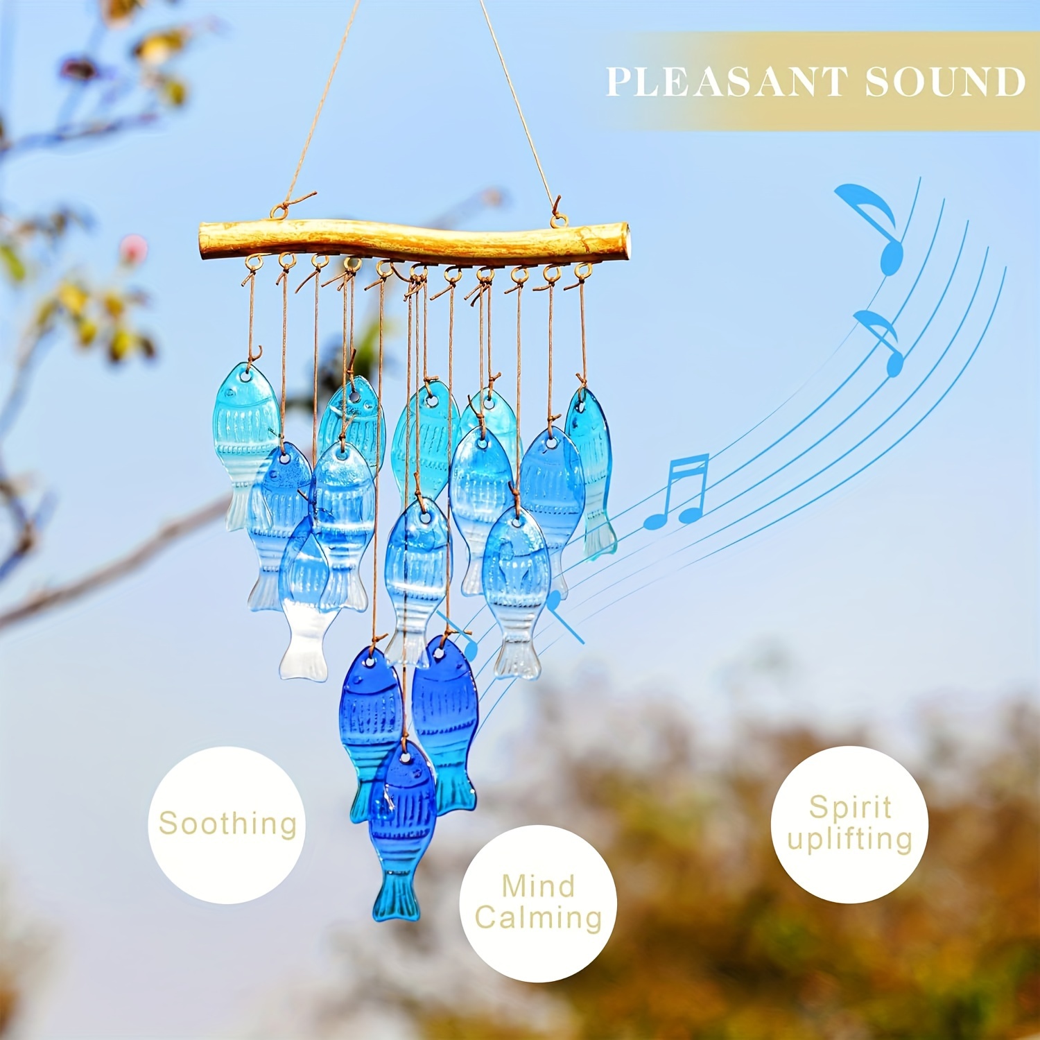 Blue glass sea wind chimes, ou - Boho Wind Chimes 评论和价格
