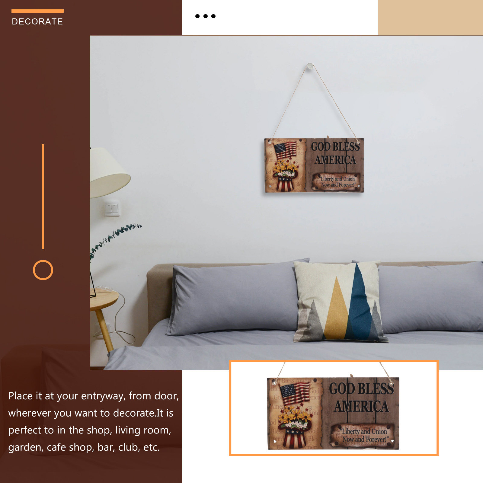 Wooden Decoration Hanging Plaq - Home Decor Garden 评论和价格