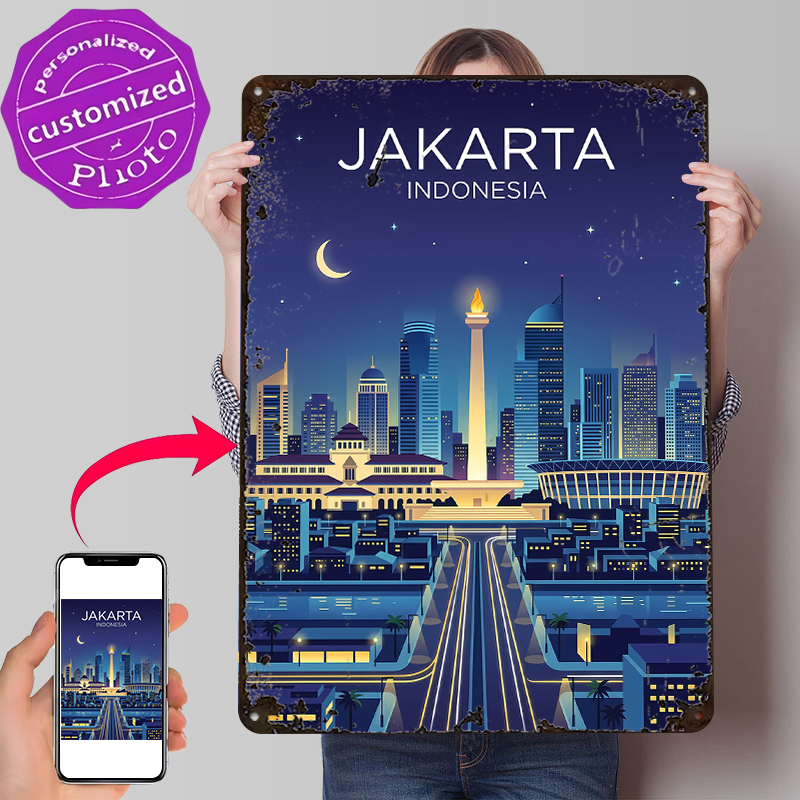 Jakarta Cityscape At Night Met - Home Decor Jakarta 评论和价格