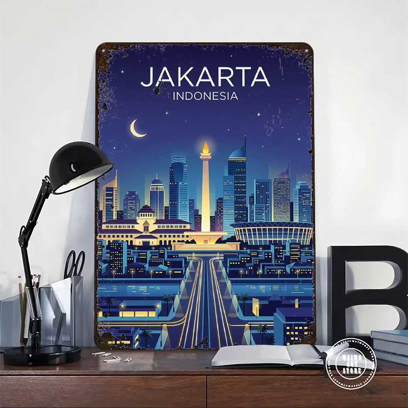 Jakarta Cityscape At Night Met - Home Decor Jakarta 评论和价格