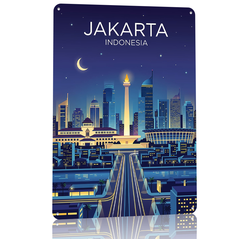 Jakarta Cityscape At Night Met - Home Decor Jakarta 评论和价格