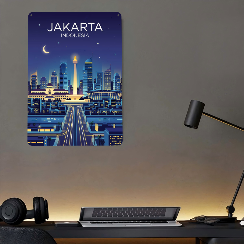 Jakarta Cityscape At Night Met - Home Decor Jakarta 评论和价格