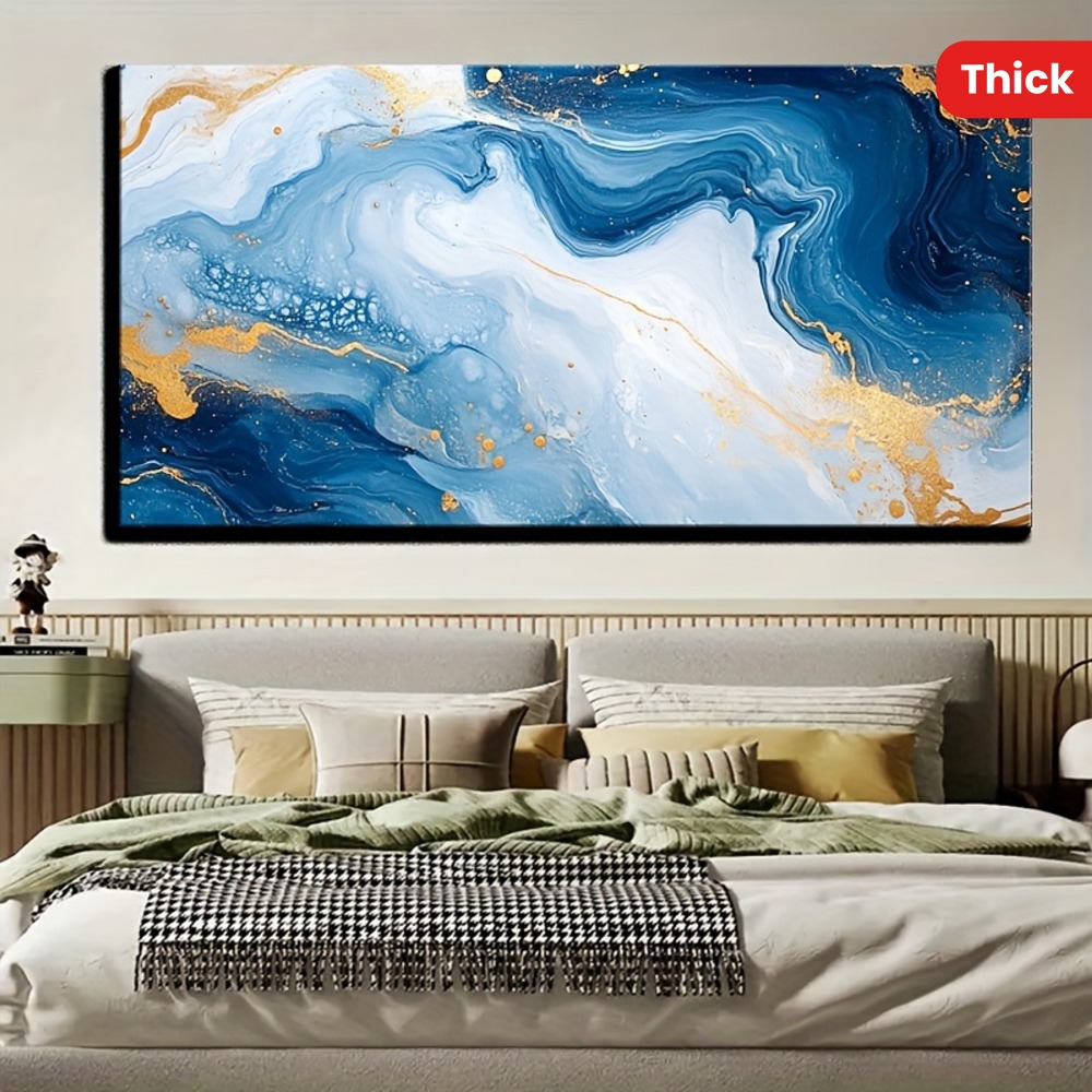 Solid wood frame Abstract blue - Abstract Oil Painting 评论和价格