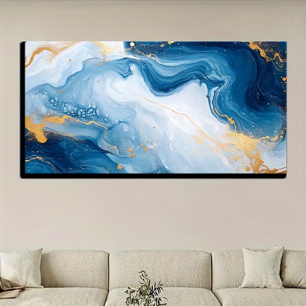 Solid wood frame Abstract blue - Abstract Oil Painting 评论和价格
