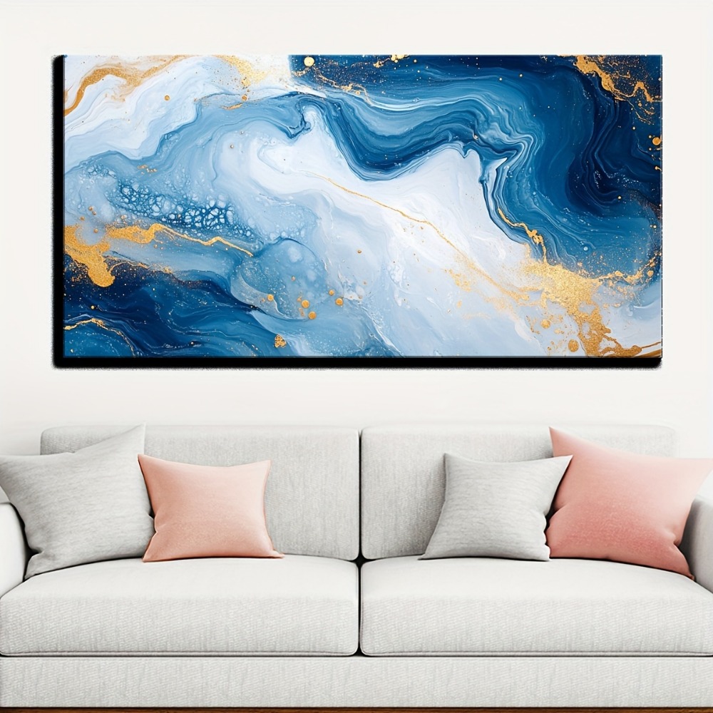 Solid wood frame Abstract blue - Abstract Oil Painting 评论和价格