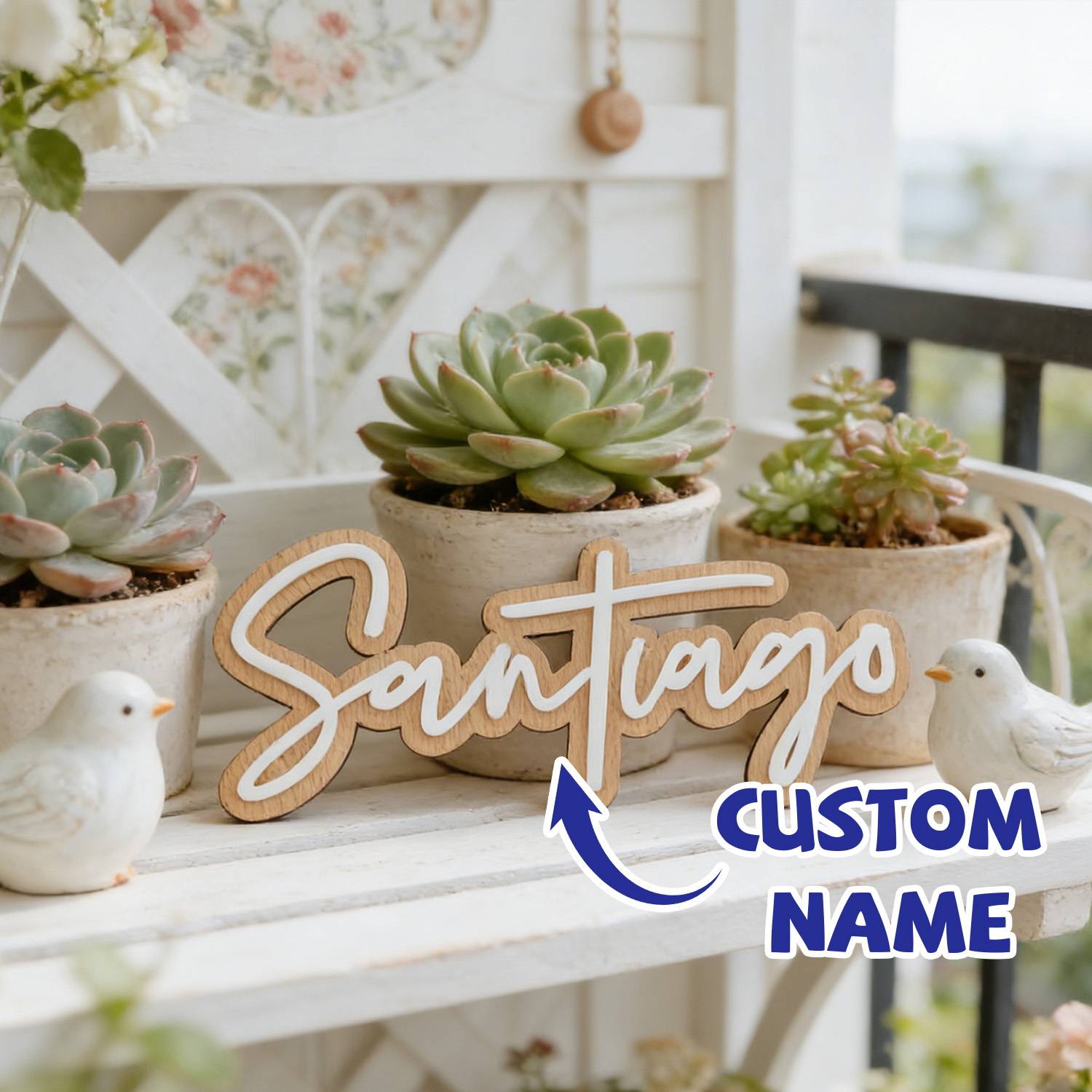 1Pc Custom Name Cute White Woo - Home Decor Diy 评论和价格