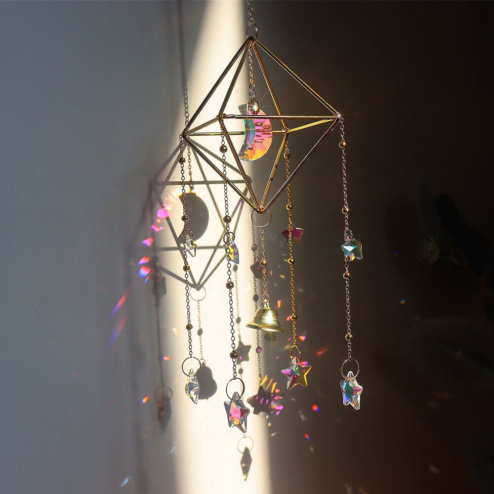 Star Moon Crystal Sun Catcher  - Boho Wind Chimes 评论和价格