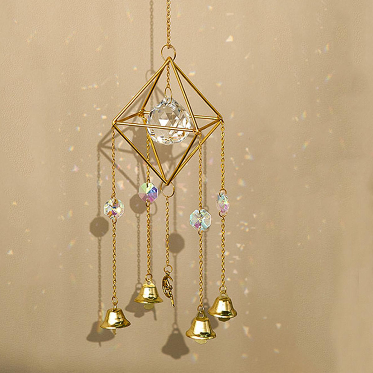 Star Moon Crystal Sun Catcher  - Boho Wind Chimes 评论和价格