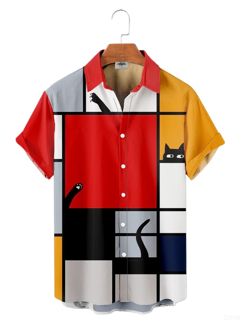 Men Shirts 3d Geometric Art Co - Abstract Oil Painting 评论和价格